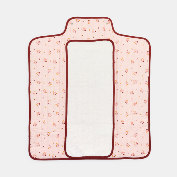 بساط تغيير الحفاضات أثناء السفر، باللون الوردي الزهري للفتاة حديثة الولادة